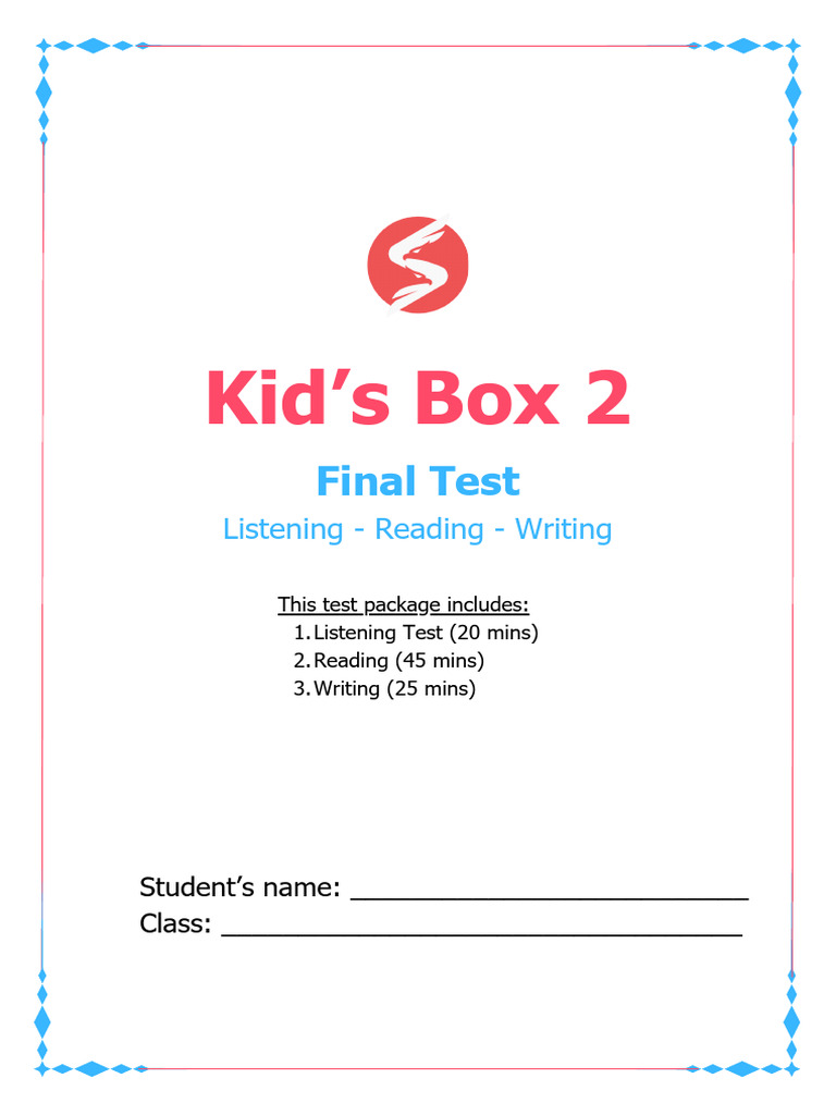 Kid's Box 2 - Final Test - Listening Reading Writing | PDF | Chess ...