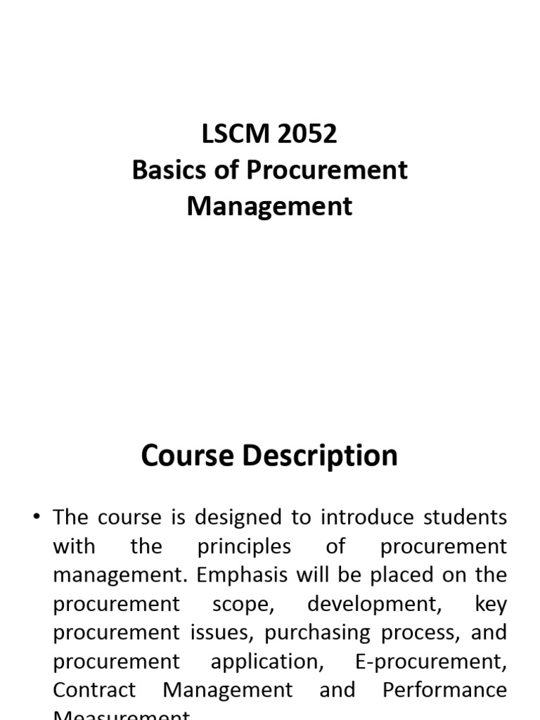 Basics of Procurement 1 | PDF | Procurement | Supply Chain