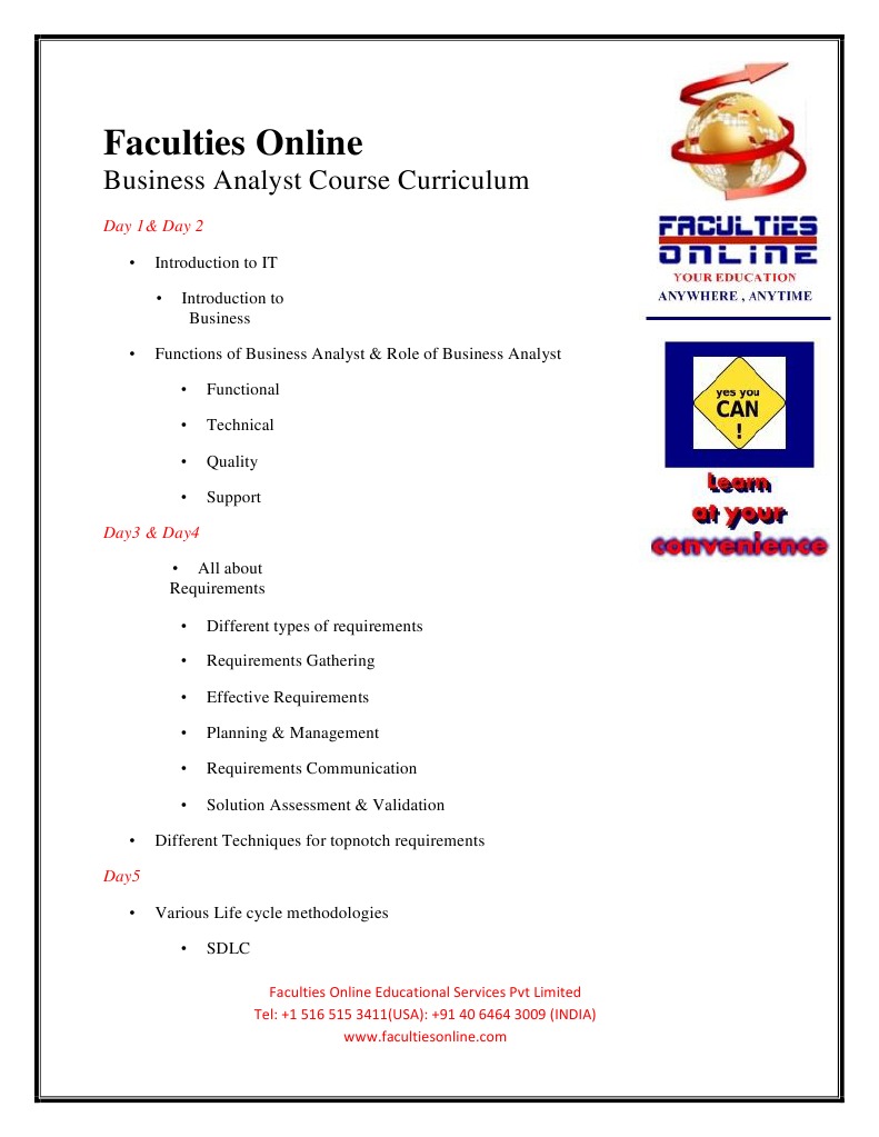 Business Analyst Course Curriculum Overview | PDF