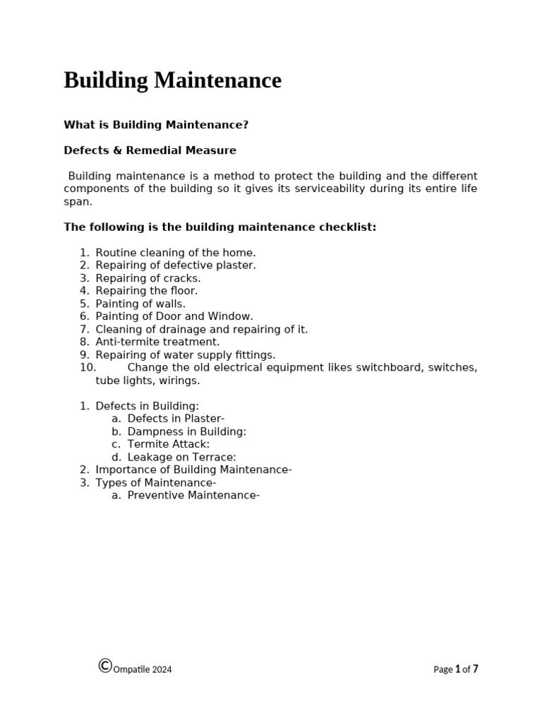 What Is Building Maintenance | PDF | Plaster | Building Materials