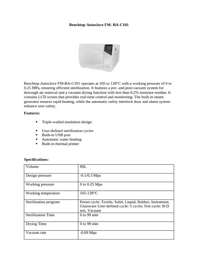 Benchtop Autoclave Edit | PDF | Sterilization (Microbiology ...