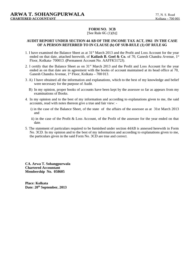Tax Audit Report 2012-13 | PDF | Audit | Accounting