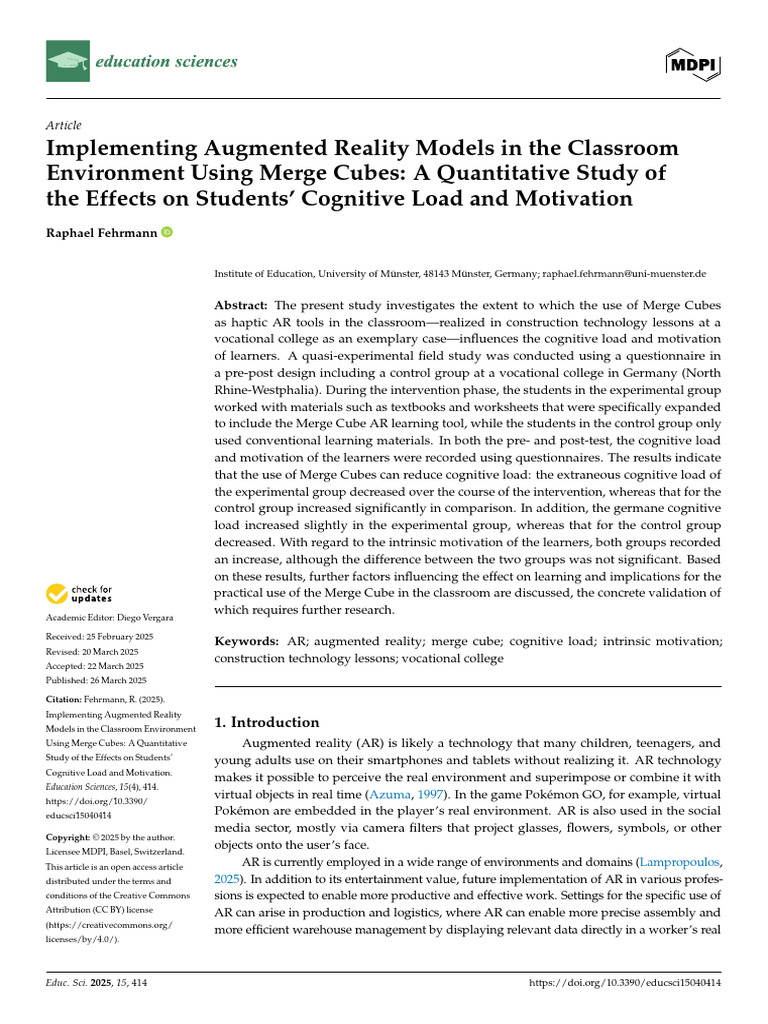 Implementing Augmented Reality Models in The Classroom Environment ...