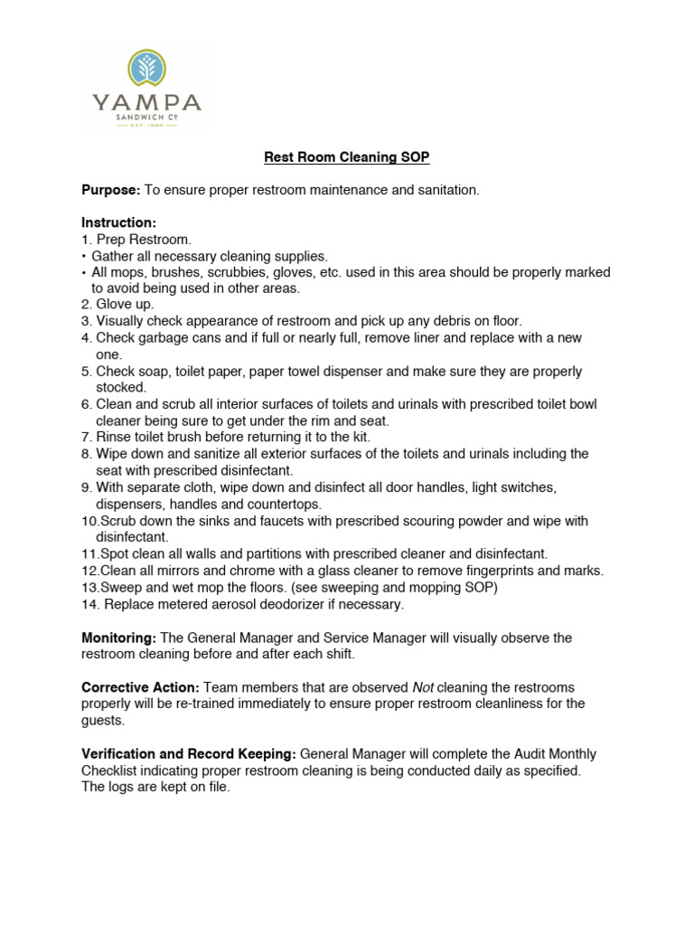 2 - Restroom Cleaning SOP | PDF
