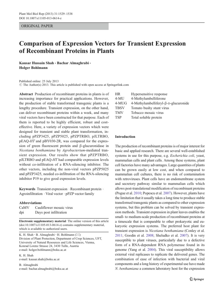 Comparison of Expression Vectors New | PDF | Vector (Molecular Biology ...