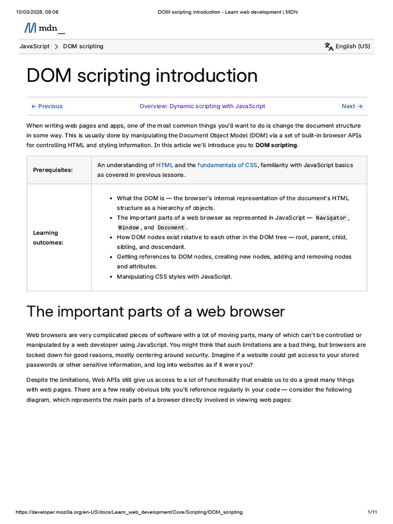 DOM Scripting Introduction - Learn Web Development - MDN | PDF ...