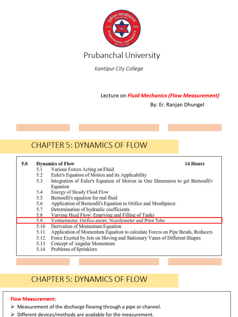 Chapter-5 Dynamics of Flow Part III - RD | PDF | Fluid Dynamics | Flow ...