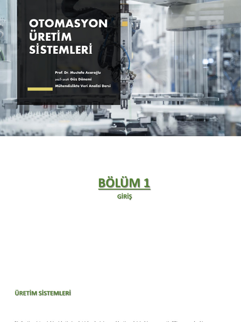 1-Otomasyon Uretim Sistemleri | PDF
