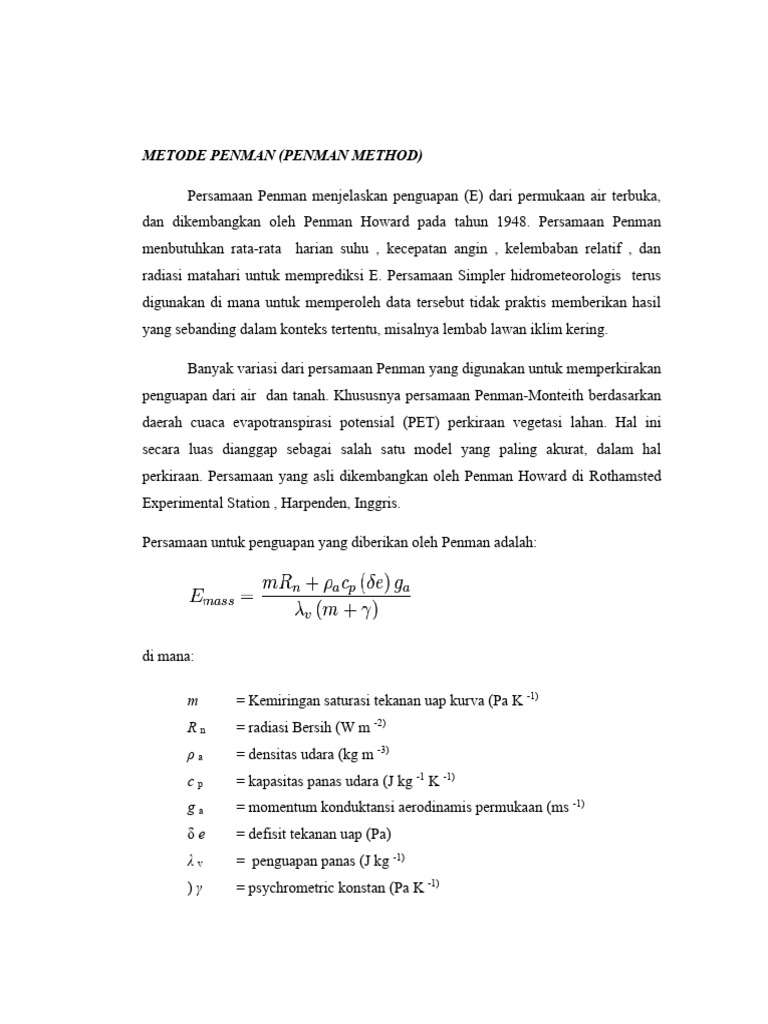 Metode Penman | PDF