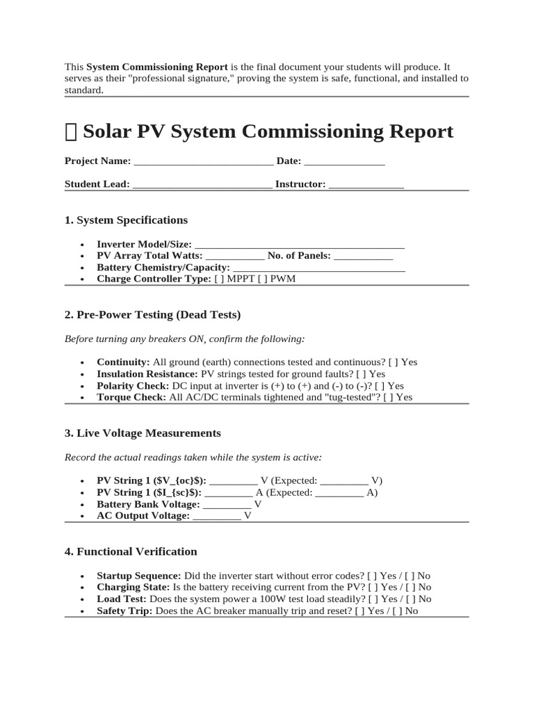 Solar System Commissioning Report | PDF