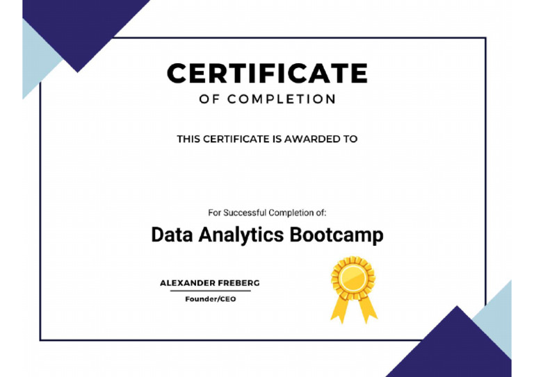 Data Analytics Bootcamp Certification of Completion | PDF