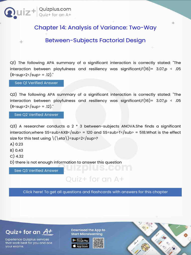 The Following Apa Summary of A Significant Interaction Is Correctly ...