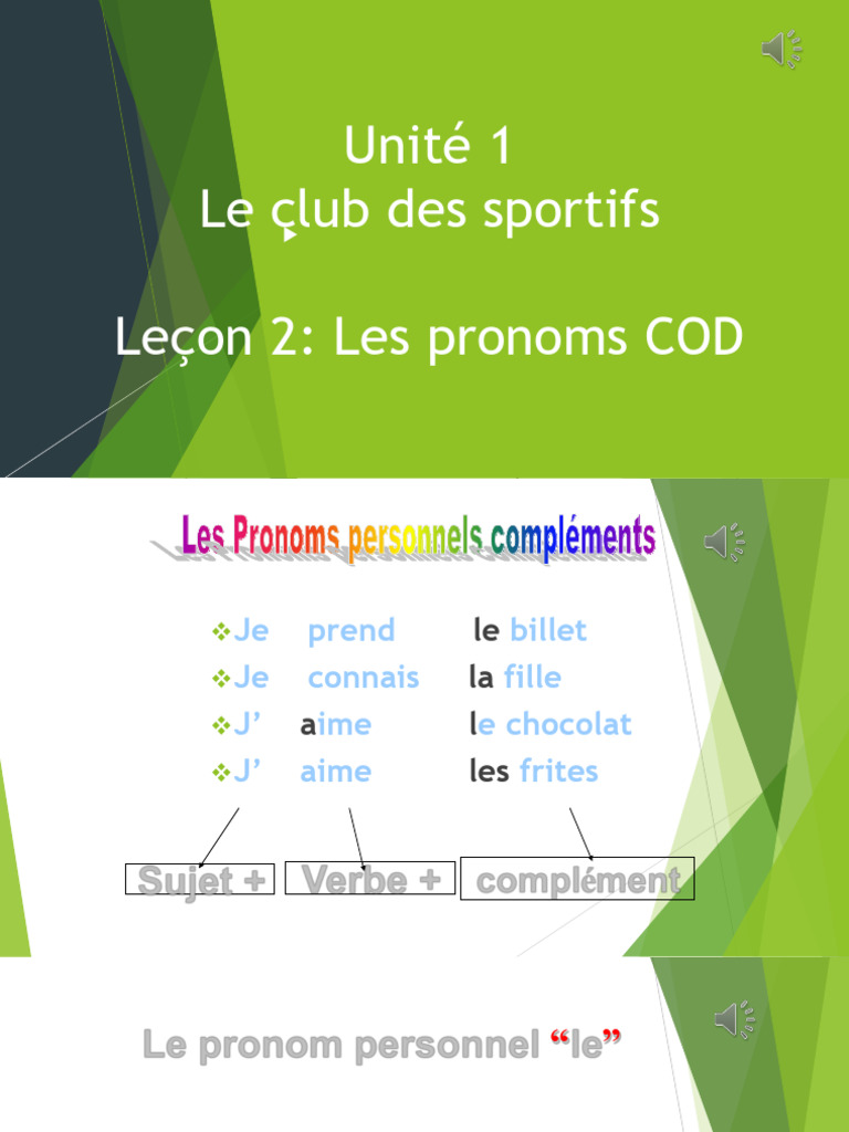 3sec Unité 1 Les Pronoms COD | PDF