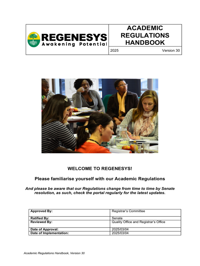 Academic Regulations Handbook | PDF | Academic Degree | Master's Degree