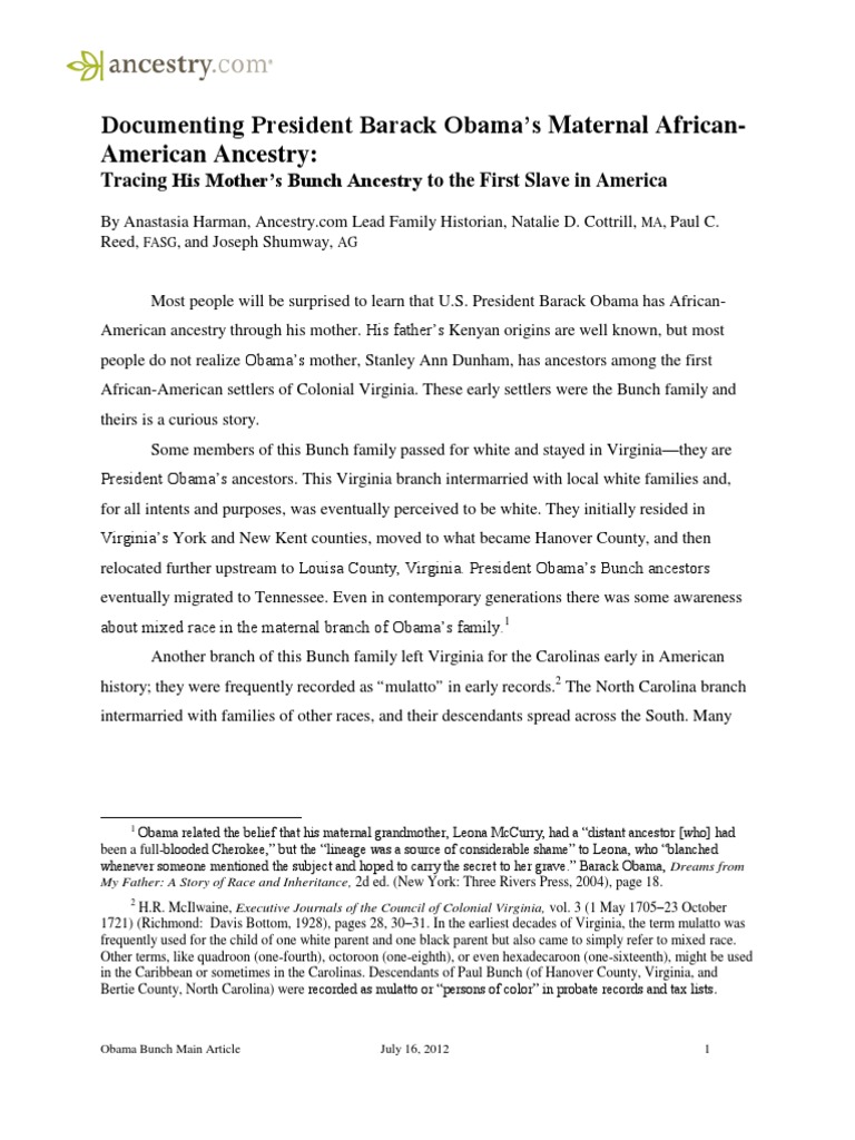 Obama's African-American Ancestry Uncovered | PDF | Social Science