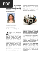 Importancia de las relaciones publicas para las empresas y la comercialización.