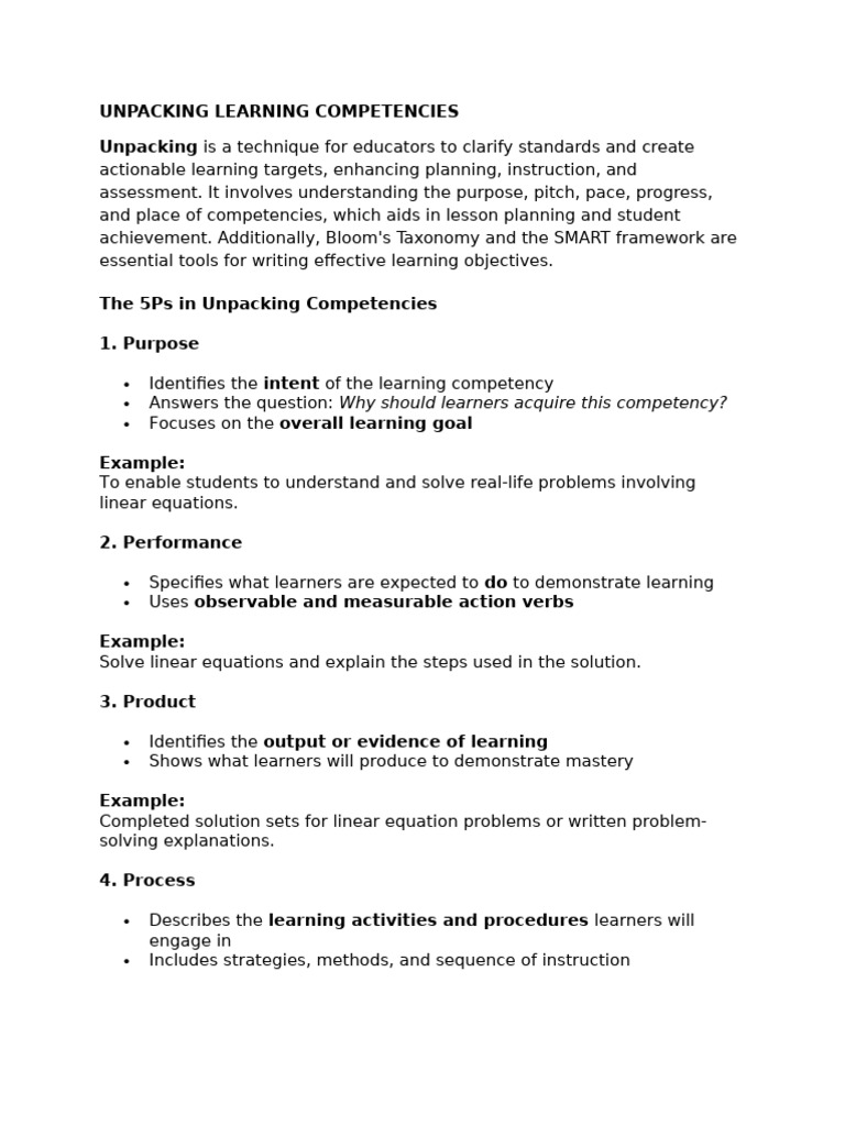 Unpacking Learning Competencies | PDF