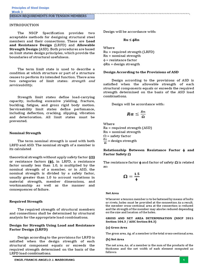 Lecture Note 3 Principles of Steel Design | PDF | Strength Of Materials ...