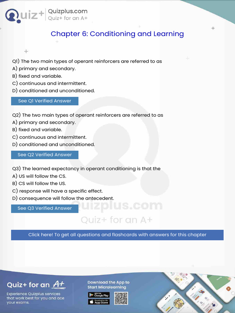 The Two Main Types of Operant Reinforcers Are Referred To Asa Primary ...