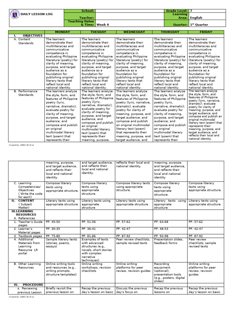 English 7 Q1 Week 6 | PDF | Essays | Writing
