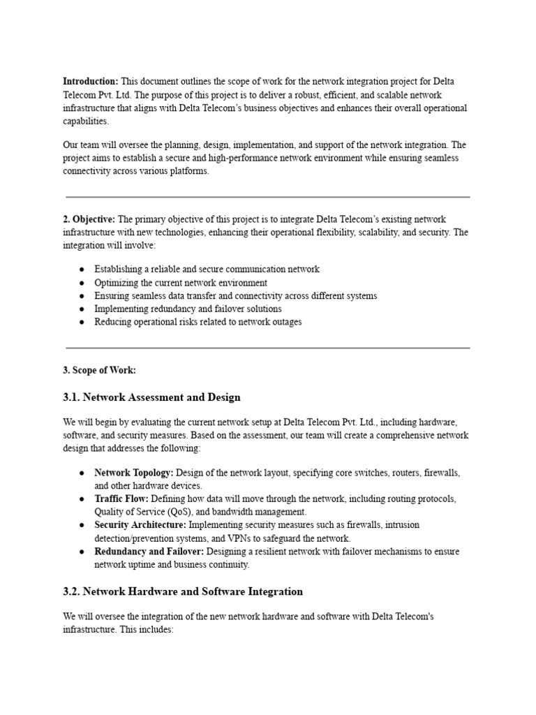 Network Integration For Delta Telecom Pvt. Ltd. | PDF | Computer ...