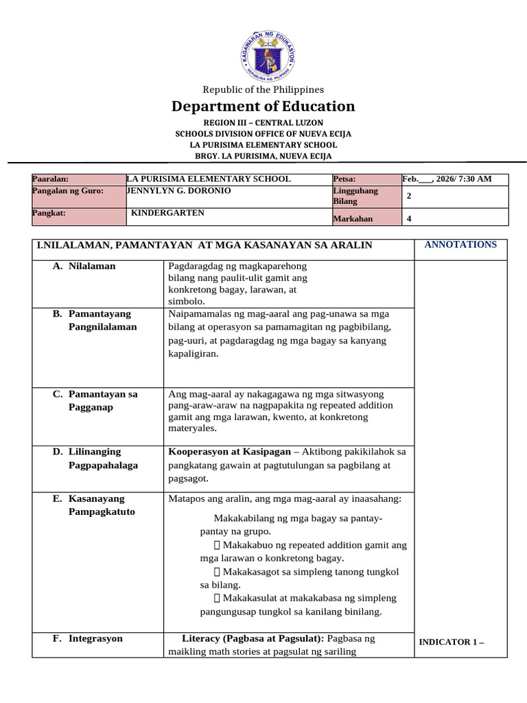 Lesson Plan Matatag Format | PDF