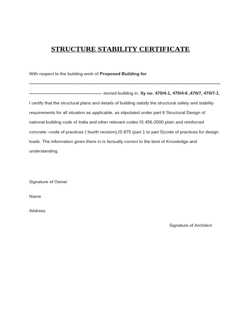 Structure Stability Certificate | PDF | Structural Engineering | Civil ...
