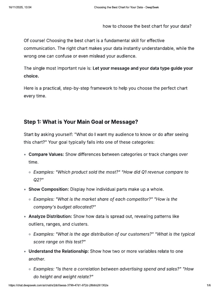 How To Choose The Best Chart For Your Data | PDF
