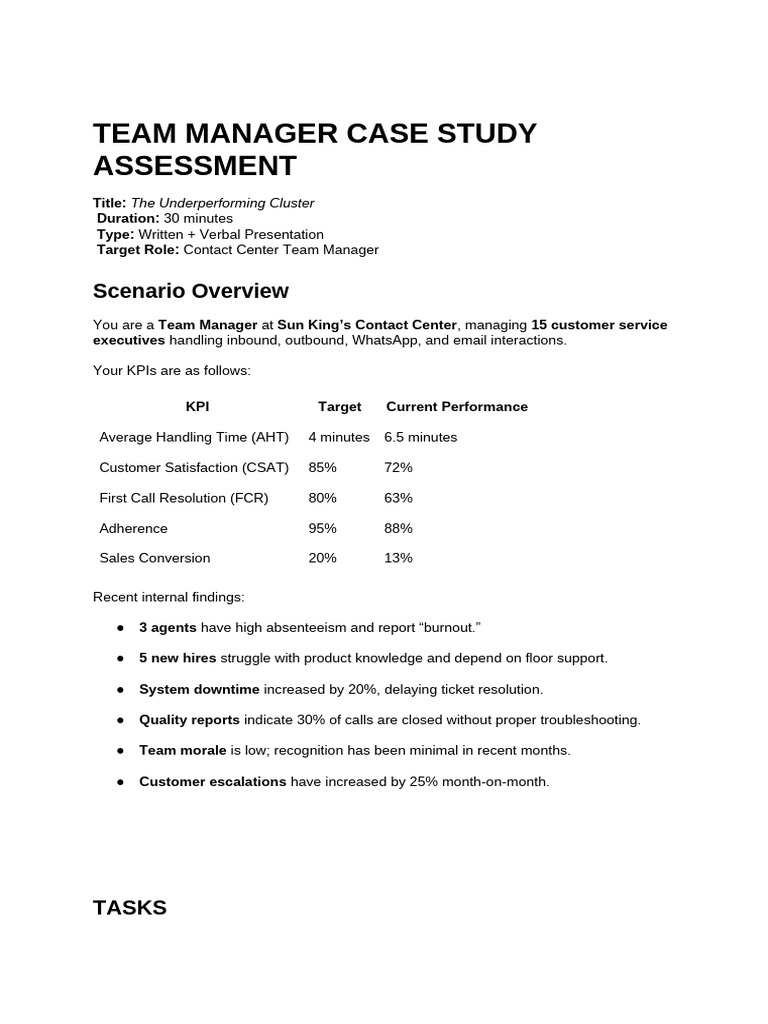 Team Manager - Case Study | PDF