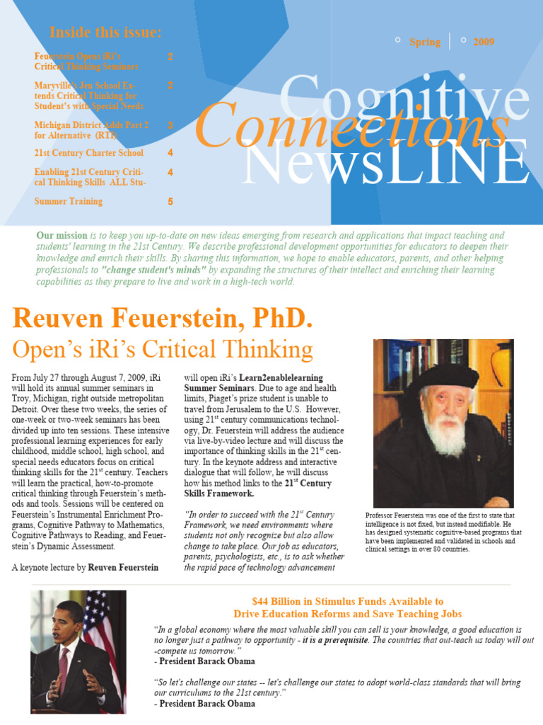 Cogn Conneciton Newsline Spring 09 | PDF | Cognition | Thought