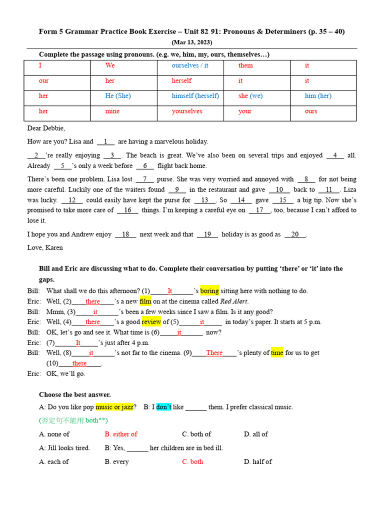 Form 5 Determiners | PDF