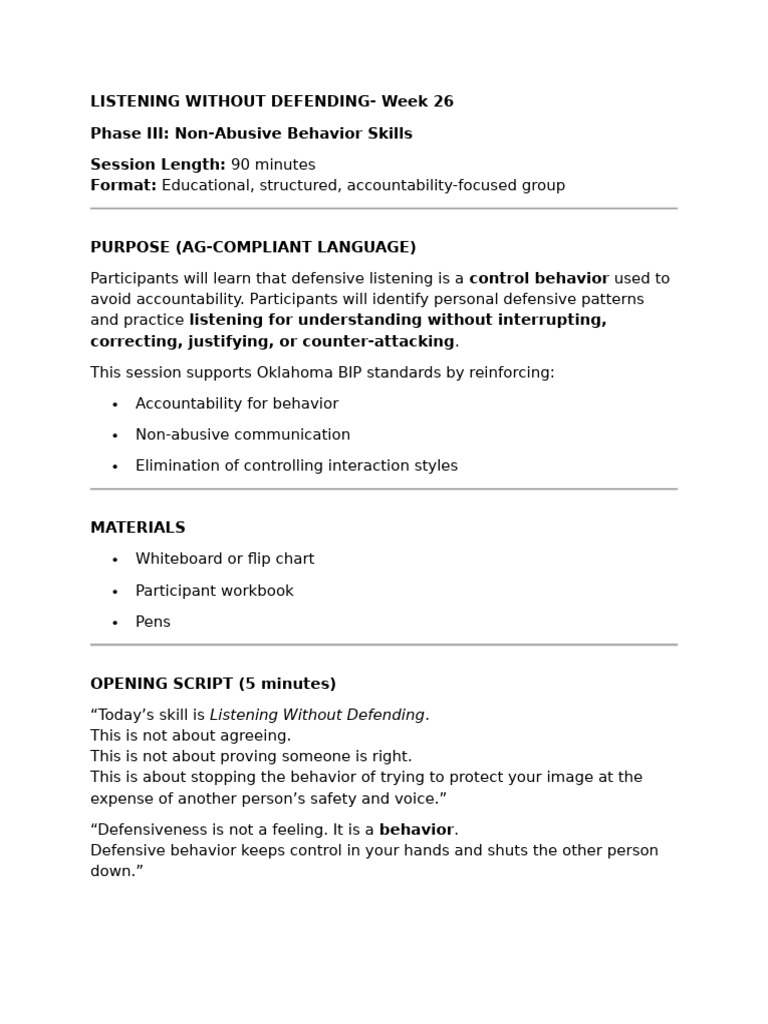 Listening Without Defending | PDF | Communication | Social Psychology