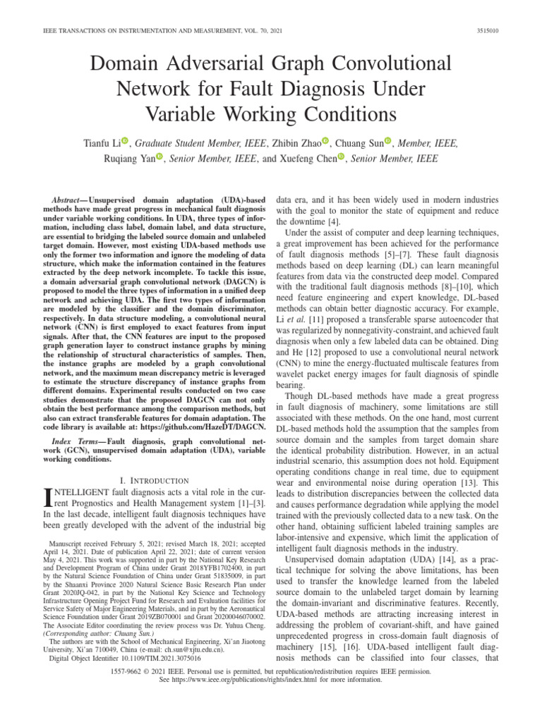 Domain Adversarial Graph Convolutional Network For Fault Diagnosis ...