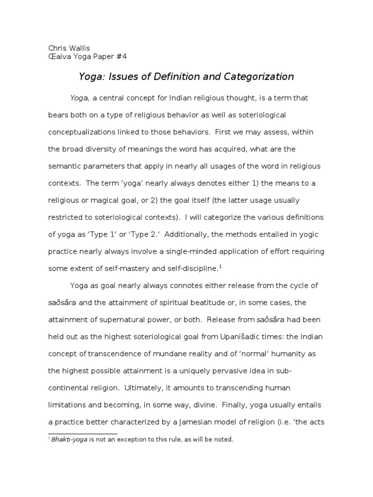 Definitions of Yoga (essay) Yoga Definition