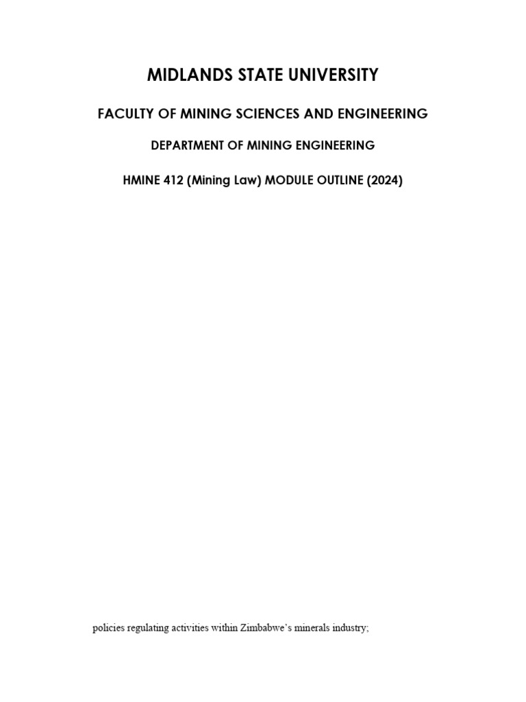 Mining Law Module Outline | PDF | Mining | Policy