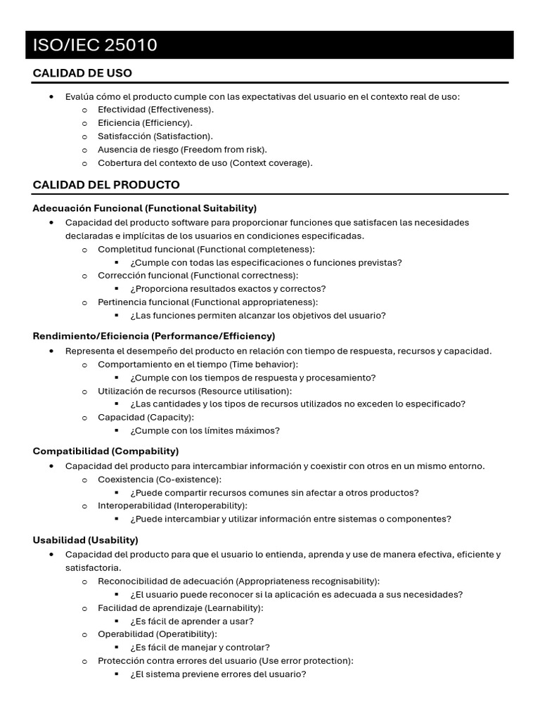 Ddsi Resumen Iso Iec 25010 | PDF | Usuario (informática) | Interfaz de ...