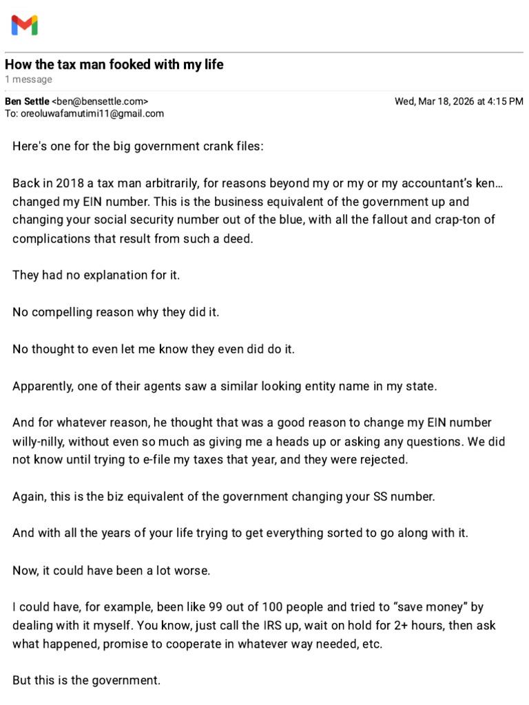 Gmail - How The Tax Man Fooked With My Life | PDF