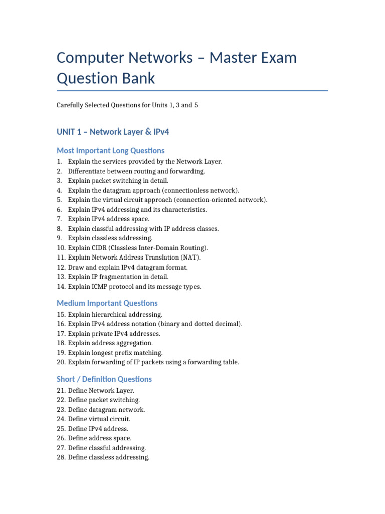 ACN Most Askable Questions | PDF | I Pv6 | Internet Protocols