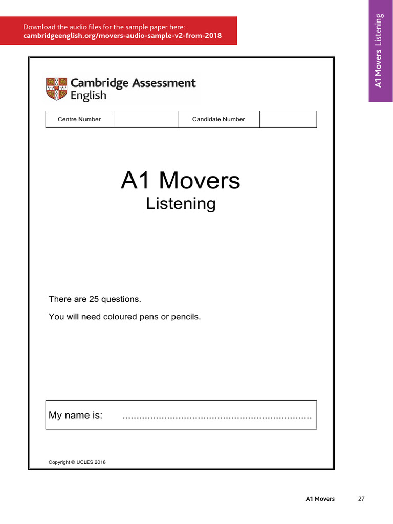 Mover 6 Test 2 | PDF | Educational Assessment And Evaluation | Cambridge