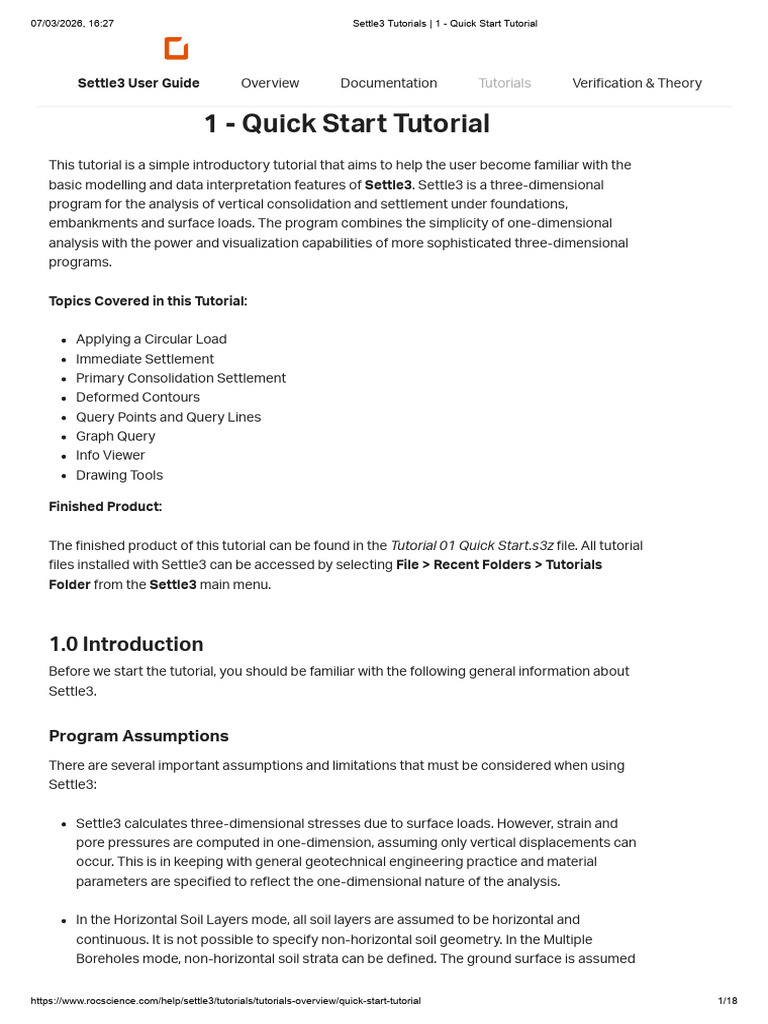 Settle3 Tutorials - 1 - Quick Start Tutorial | PDF | Stress (Mechanics ...