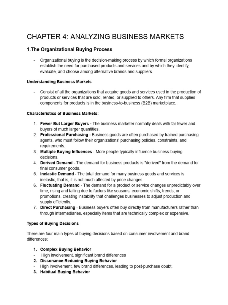 Chapter 4 - Group 3 - Analyzing Business Market | PDF | Procurement ...