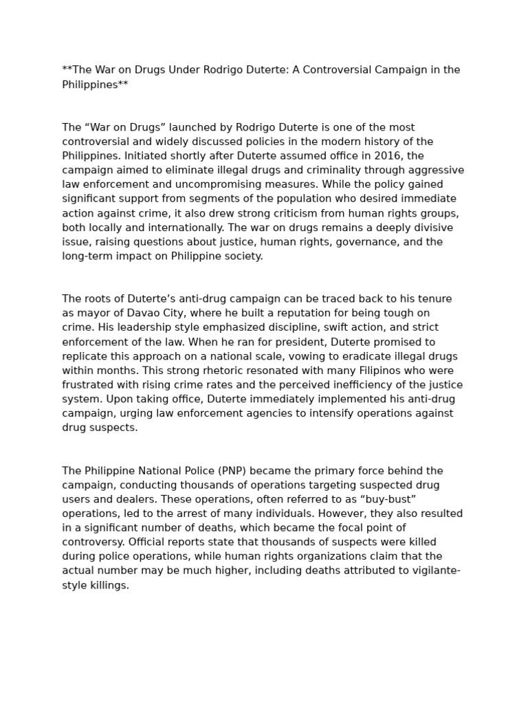 The War On Drugs Under Rodrigo Duterte A Controversial Campaign in The ...