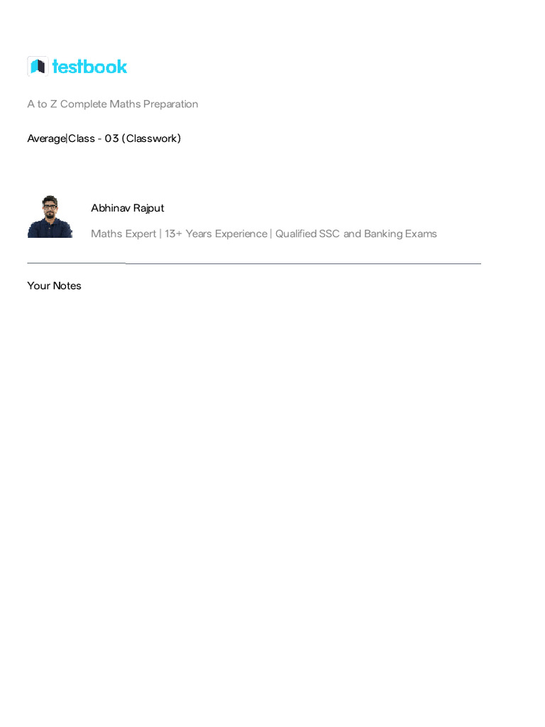 Average - Class - 03 (Classwork) - Notes | PDF