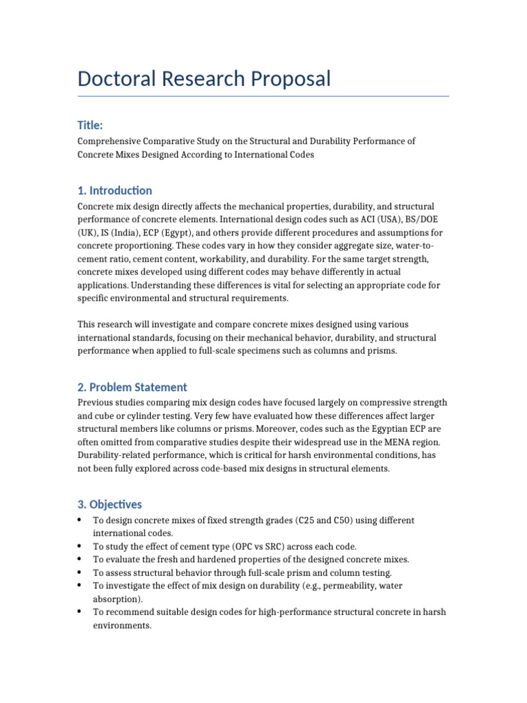 Full Doctoral Proposal Concrete Mix Design | PDF | Concrete | Cement