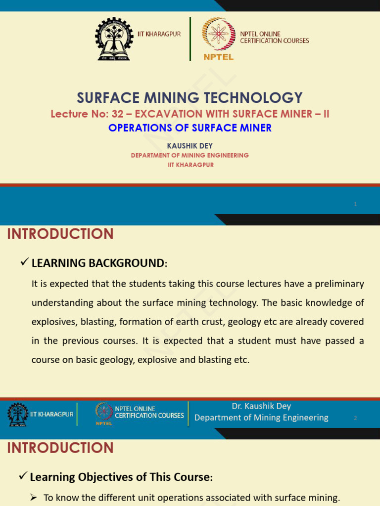Lecture 32 - Excavation With Surface Miner - II | PDF | Mining ...