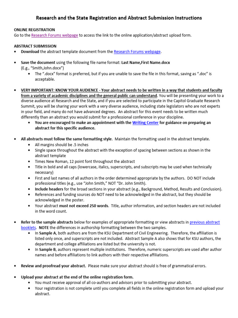 RS Registration Abstract Submission Instructions | PDF | Concrete | Cement