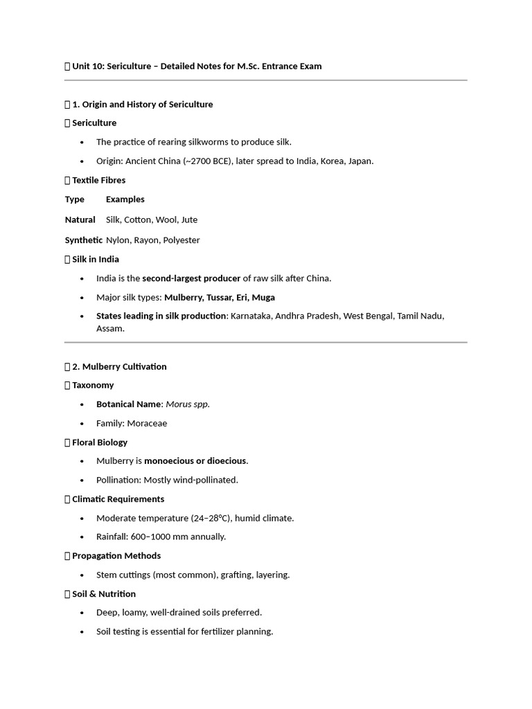 ? Unit 10 Sericulture | PDF | Silk