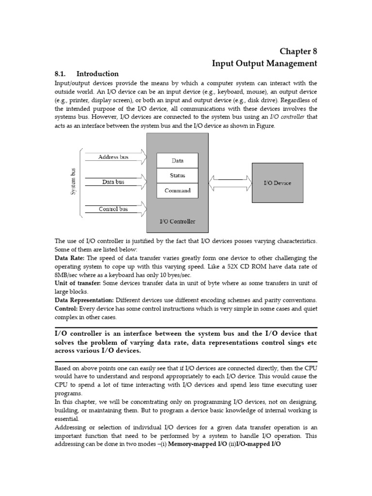 Chap8 Input Output Mangement | PDF | Input/Output | Hard Disk Drive
