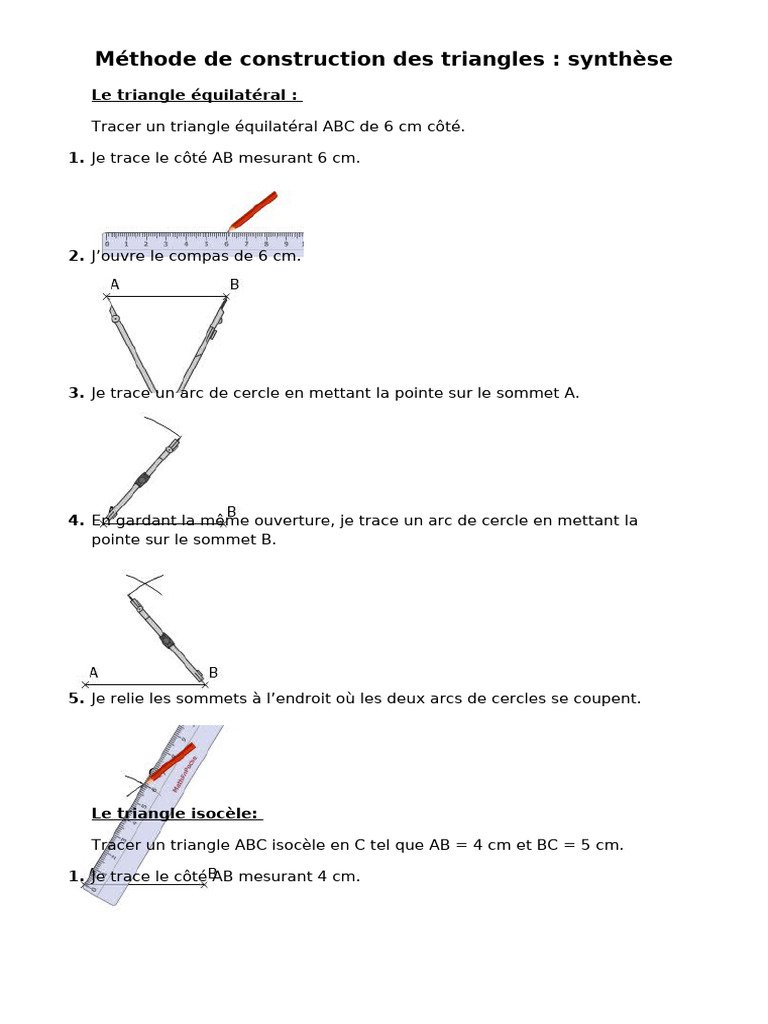 Méthode de Construction Des Triangles Synthèse | PDF | Triangle | Cercle