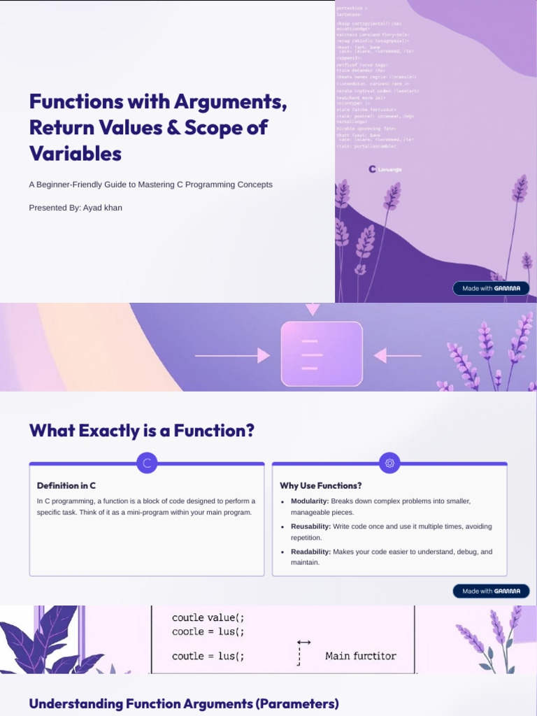 Functions With Arguments Return Values and Scope of Variables | PDF ...